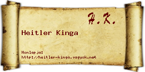 Heitler Kinga névjegykártya